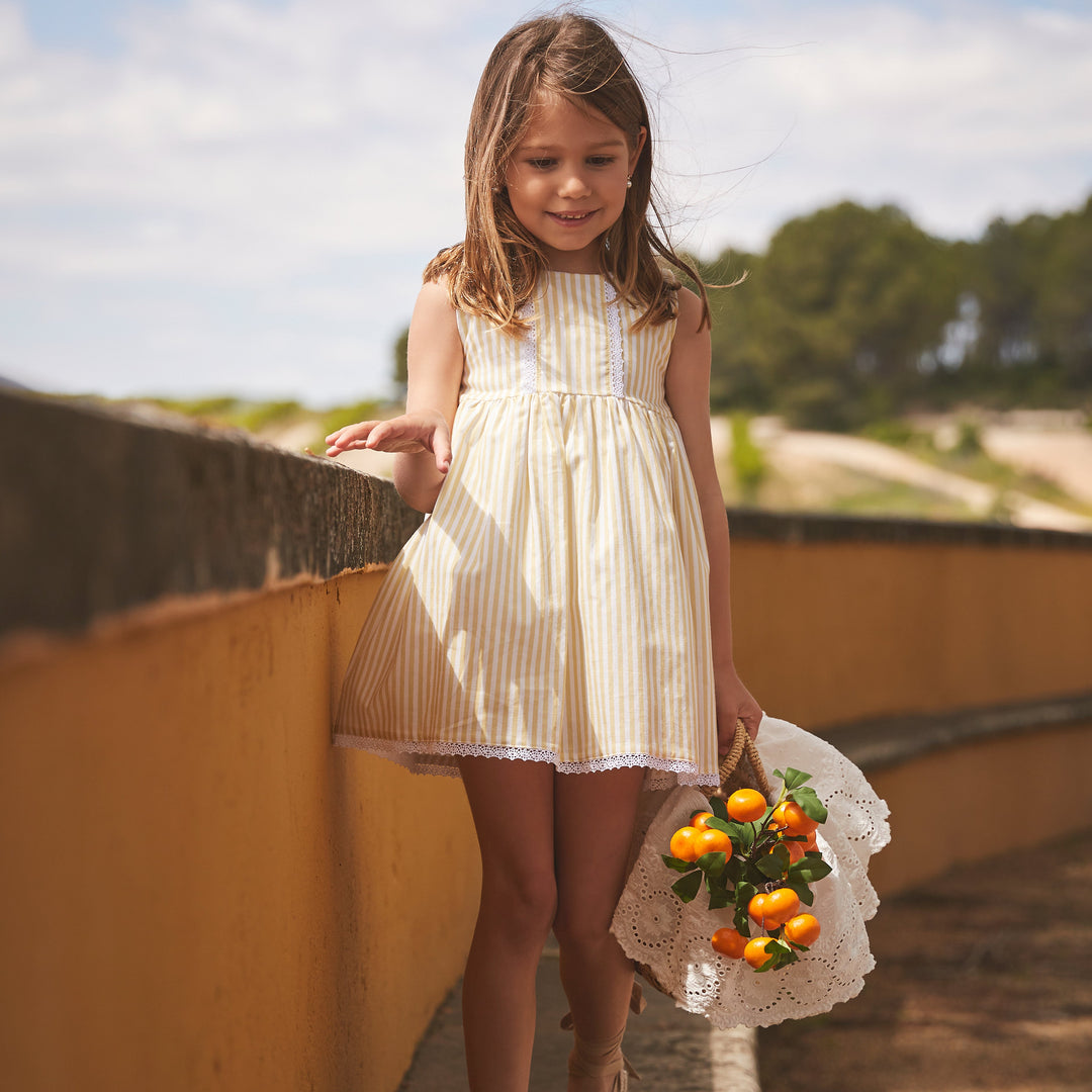 Raíz Collection Yellow Stripe Dress for Girls – Babidu | Made in Spai