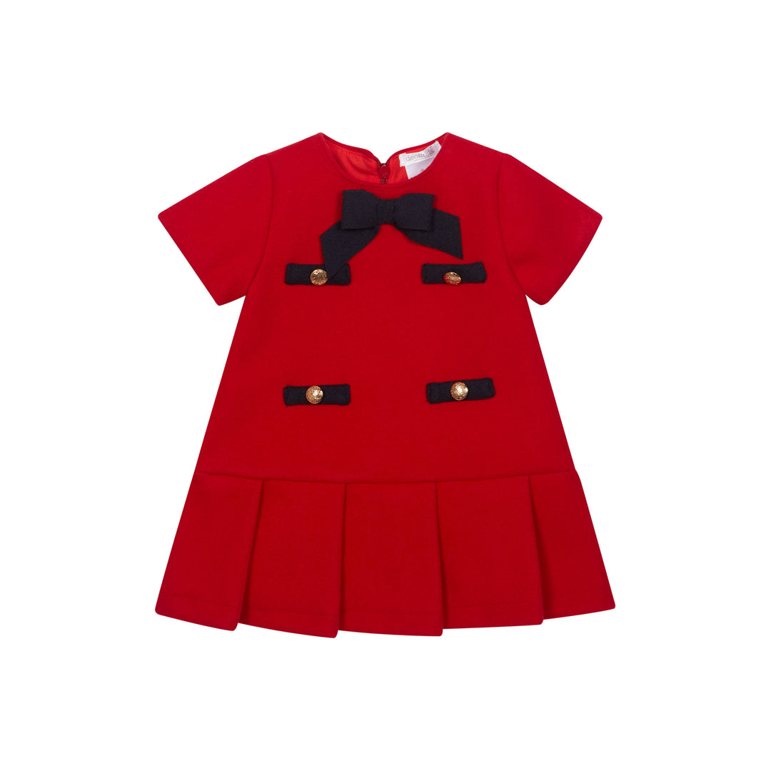 Deolinda Red Wool-Look Bow Dress