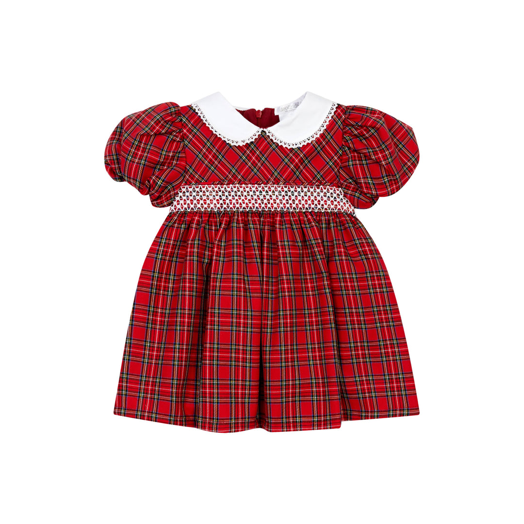 Deolinda Red Plaid Smocked Holiday Dress