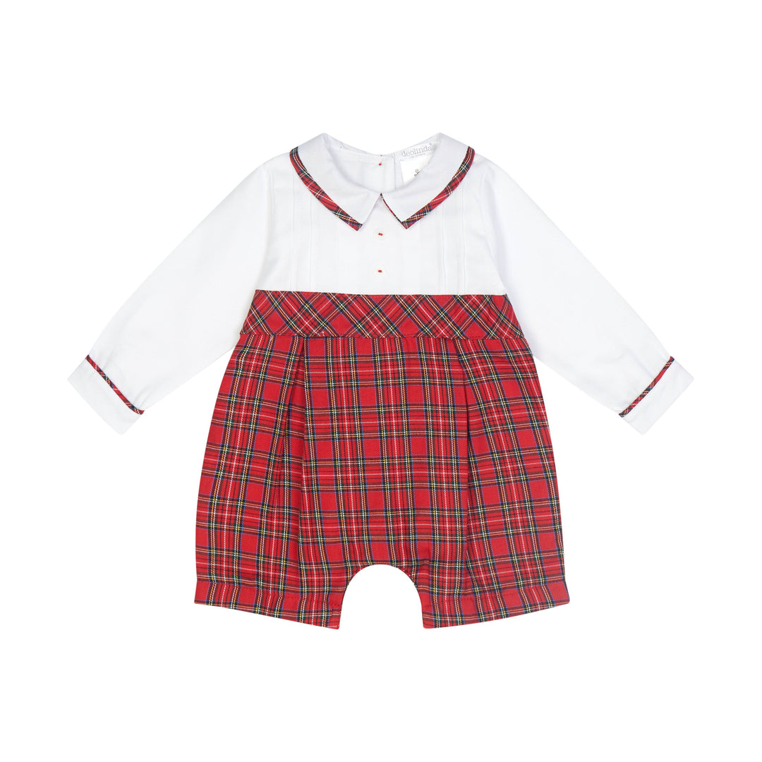 PRE-ORDER Deolinda Red Tartan Long-Sleeve Romper for Baby Boys