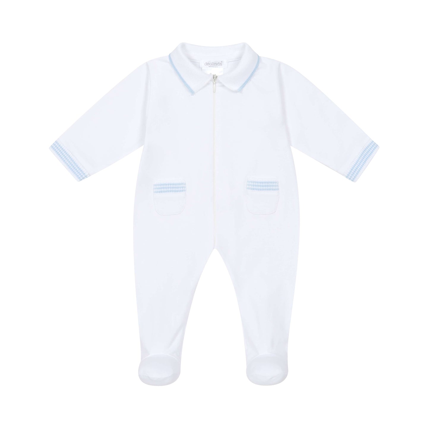 Deolinda White & Blue Zip Footie