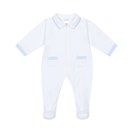 Deolinda White & Blue Zip Footie