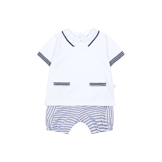 Navy Stripe Two-Piece Polo & Shorts Set for Baby Boys