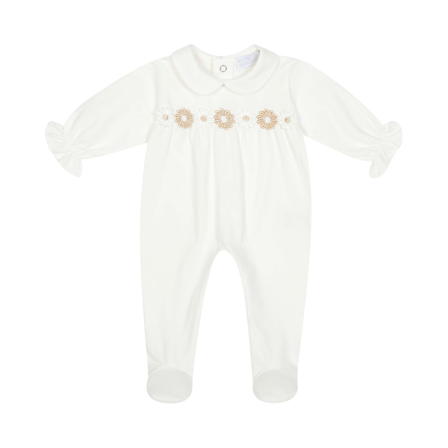Deolinda Ivory Floral Footie & Matching Hat