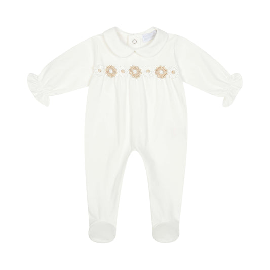 Deolinda Ivory Floral Footie & Matching Hat