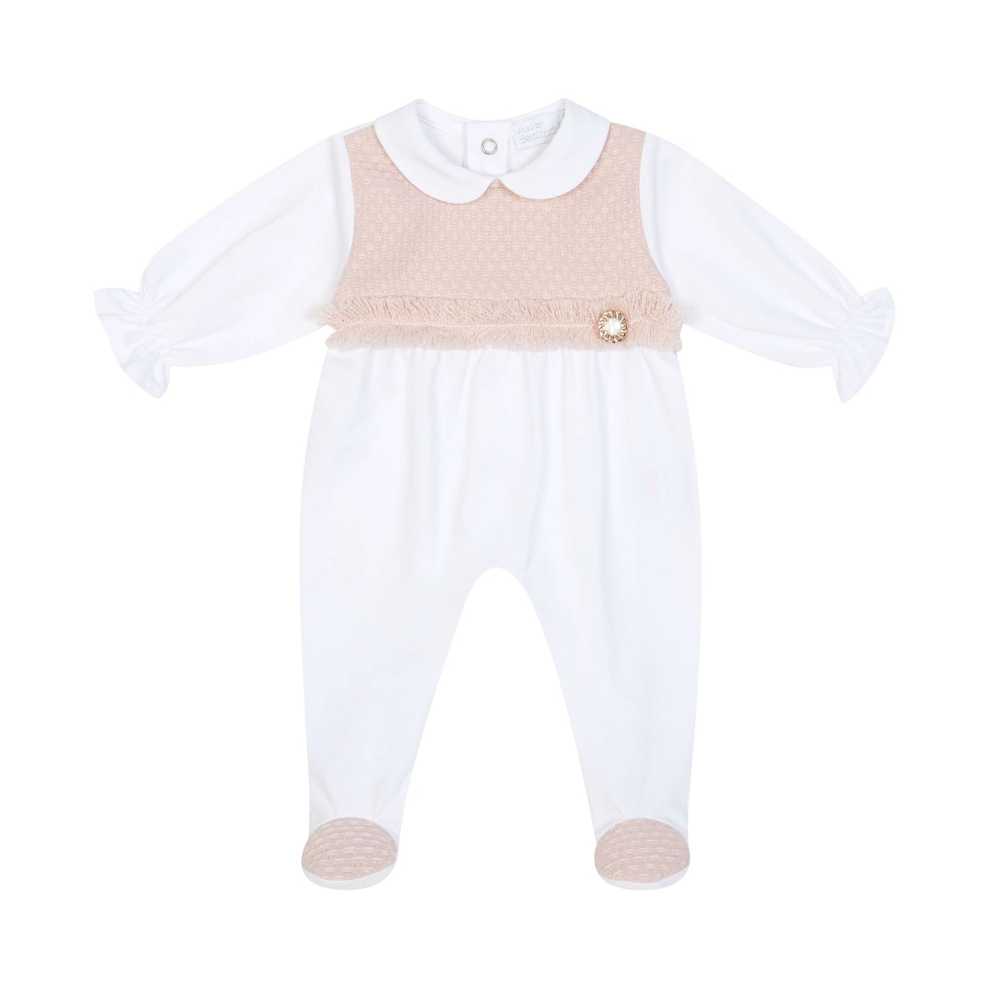 Deolinda Heirloom Pink Jacquard Footie & Matching Hat