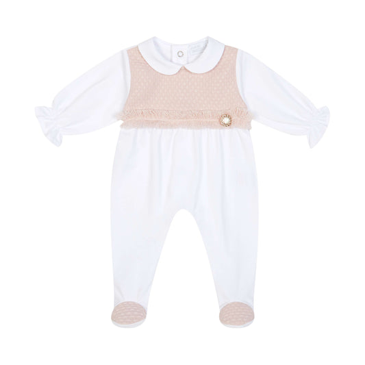 Deolinda Heirloom Pink Jacquard Footie & Matching Hat