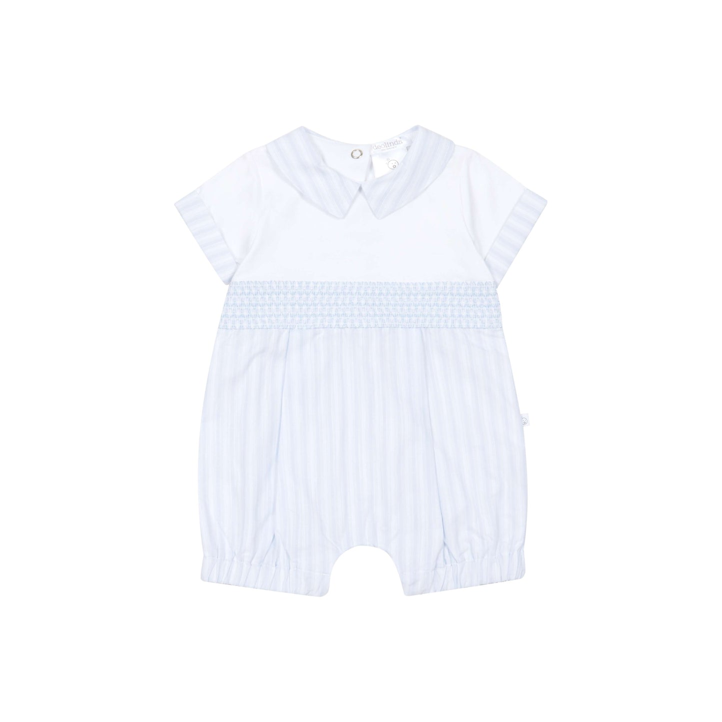 Deolinda Blue Smocked Romper for Baby Boys