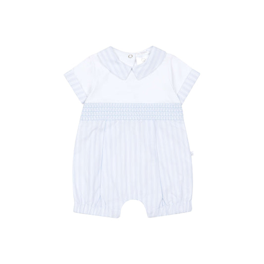 Deolinda Blue Smocked Romper for Baby Boys