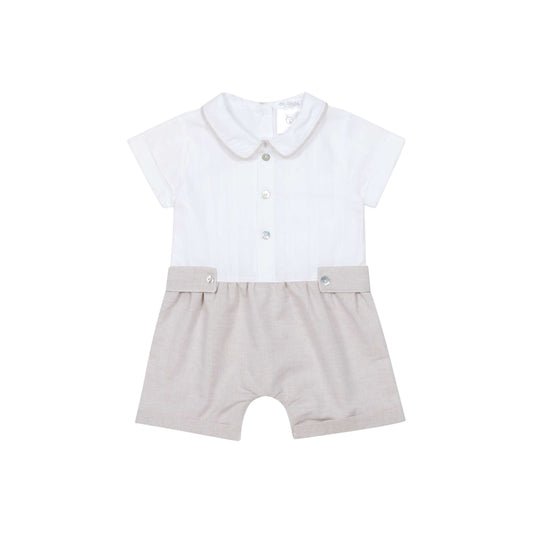 Deolinda Classic Baby Romper – White & Natural