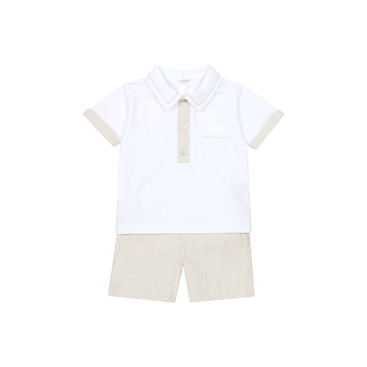 Deolinda Classic Polo & Stripe Shorts Set for Baby Boys