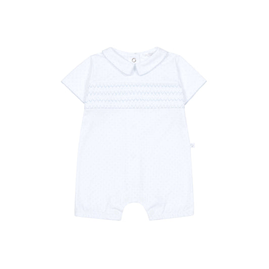 Deolinda Blue Smocked Romper for Baby Boys
