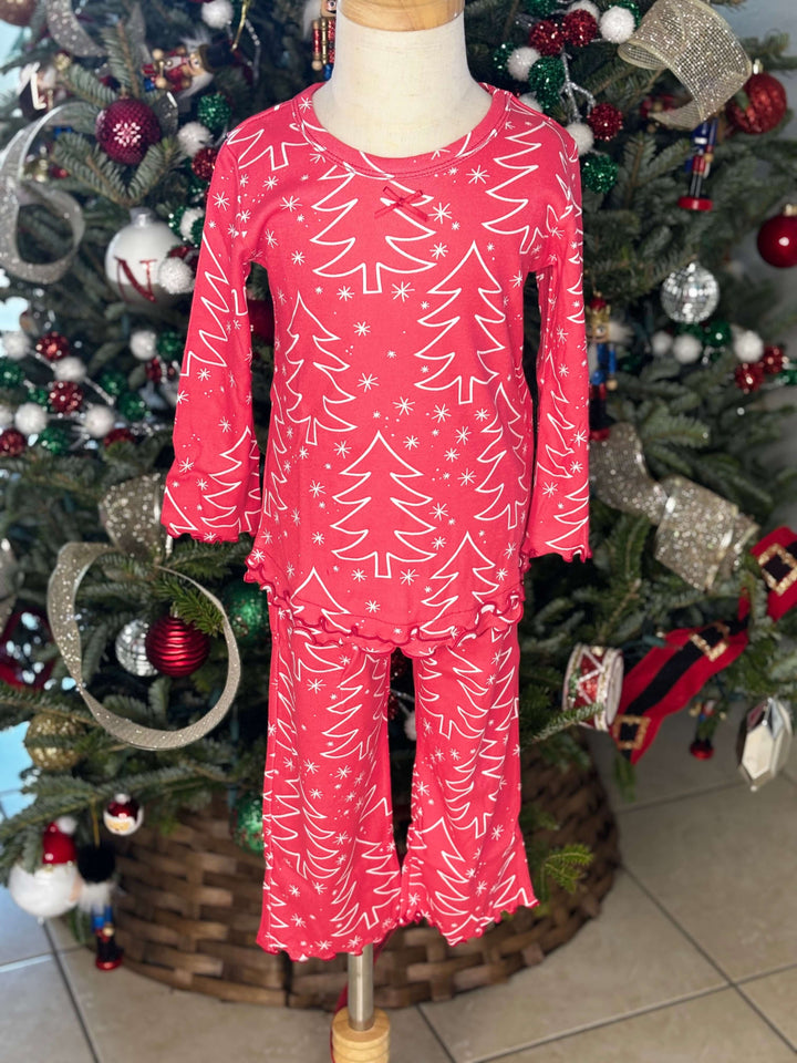 Girls Ruffle Top &amp; Pant Pajama Set