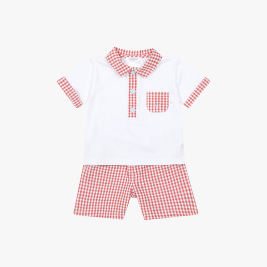Deolinda Red Gingham Shorts Set for Boys