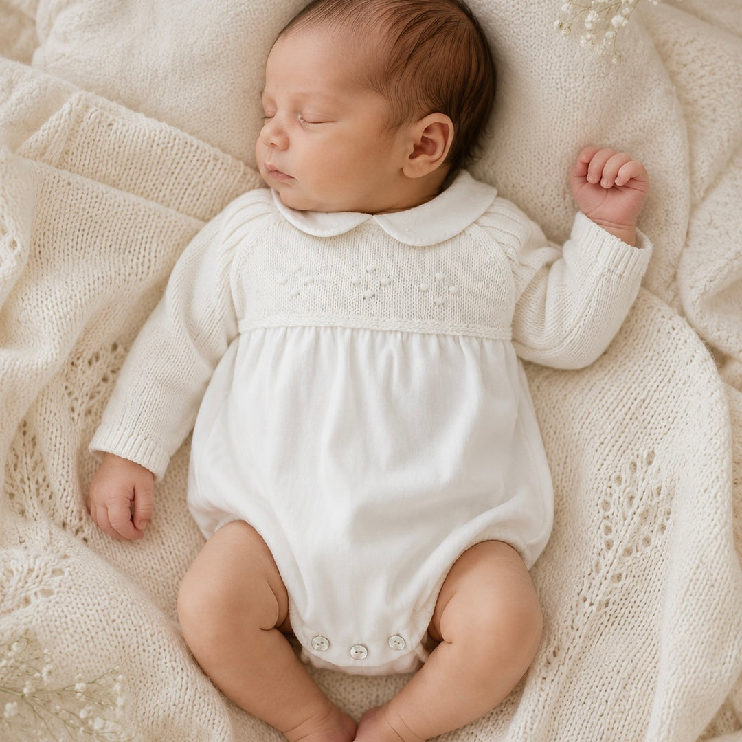 Ivory Sweater Knit Short Romper - Martín Aranda