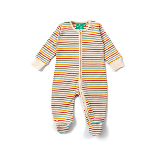 Cream Rainbow Zip Organic Babygrow- Soft & Gentle