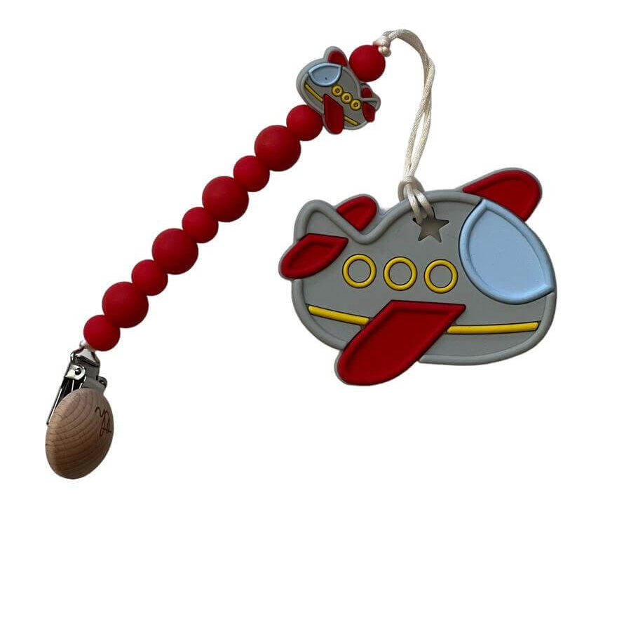 Airplane Light Gray Teether & Clip Bundle - Nico