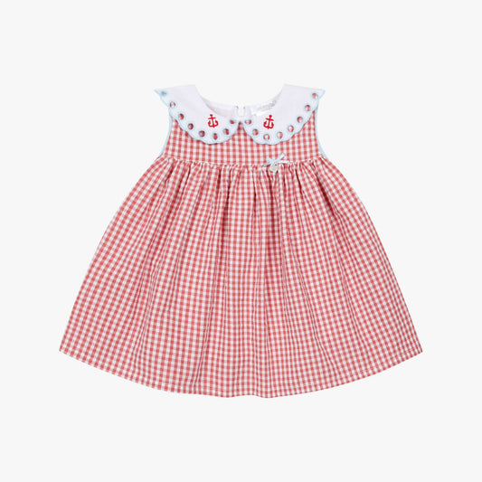 Deolinda Red Gingham Sailor Dress for Girls