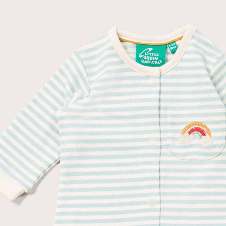 Blue Striped Rainbow Organic Babygrow