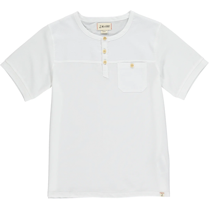 BOARDWALK white pique short sleeved henley