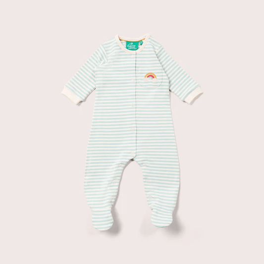 Blue Striped Rainbow Organic Babygrow