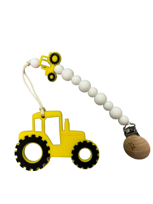 Yellow Tractor Teether & Clip Bundle