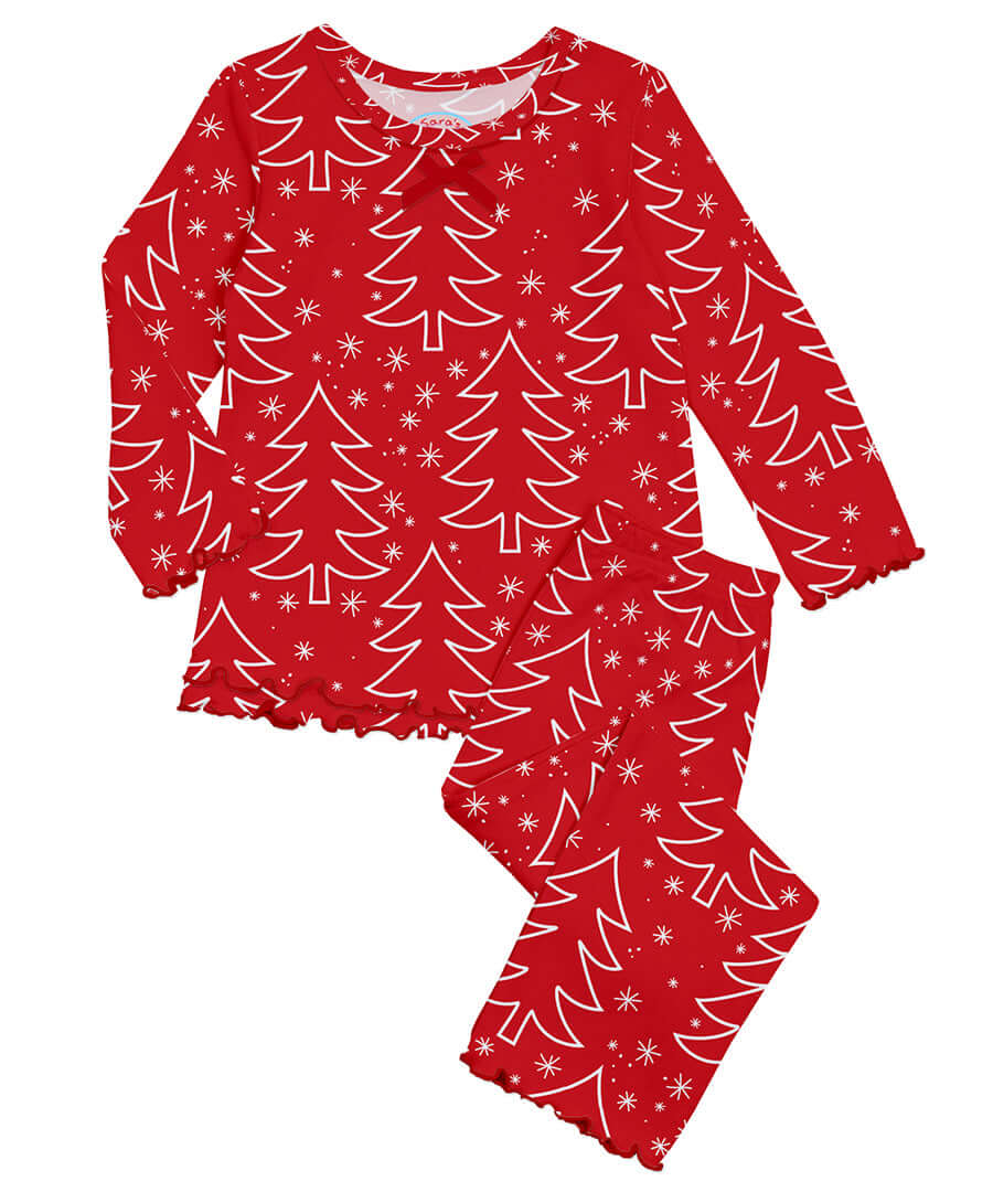 Girls Ruffle Top &amp; Pant Pajama Set