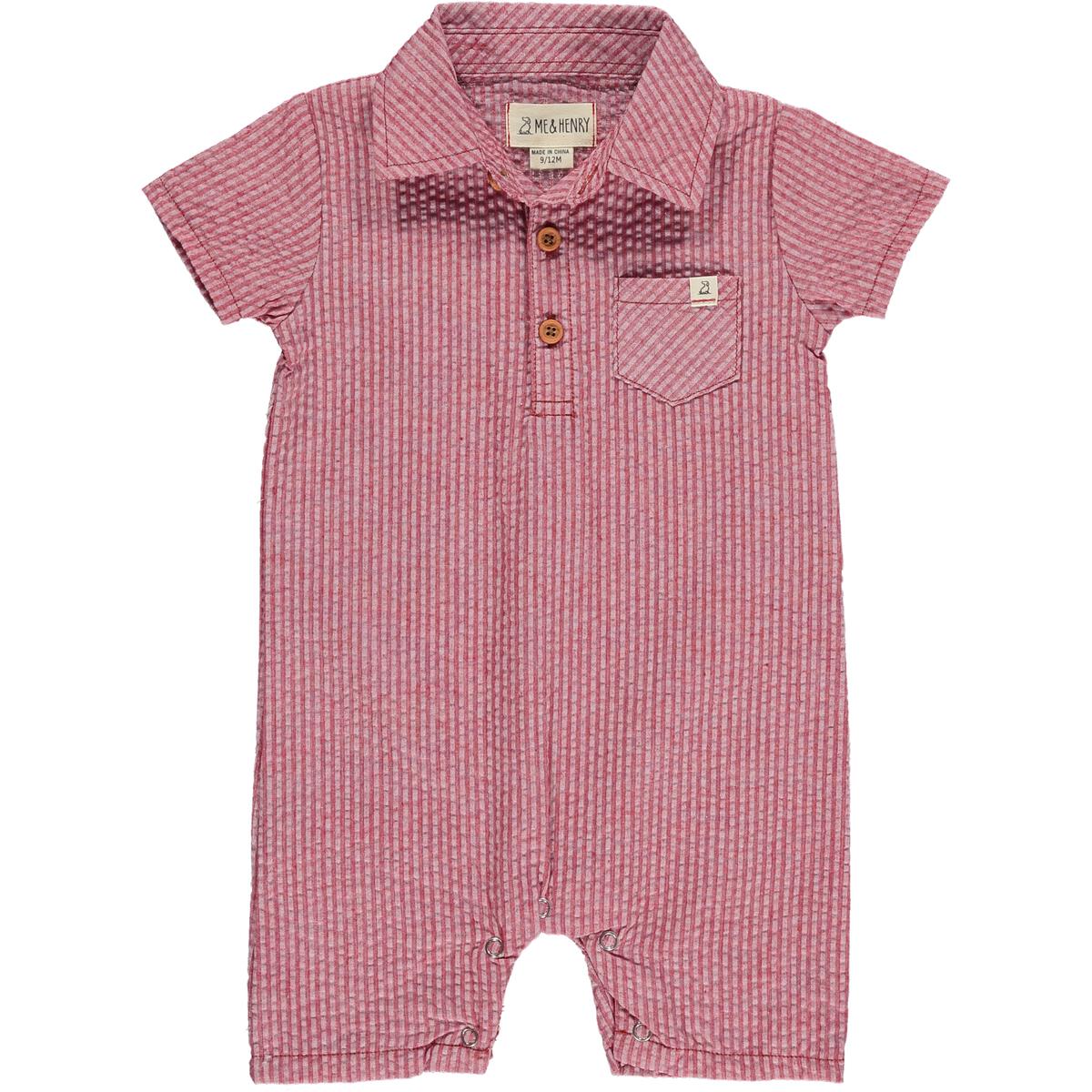 SANDY seersucker polo romper - Nico