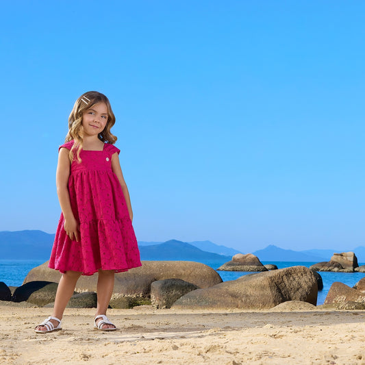Milon Ultra Pink Eyelet Cotton Dress – Girls (2-3Y–7-8Y)